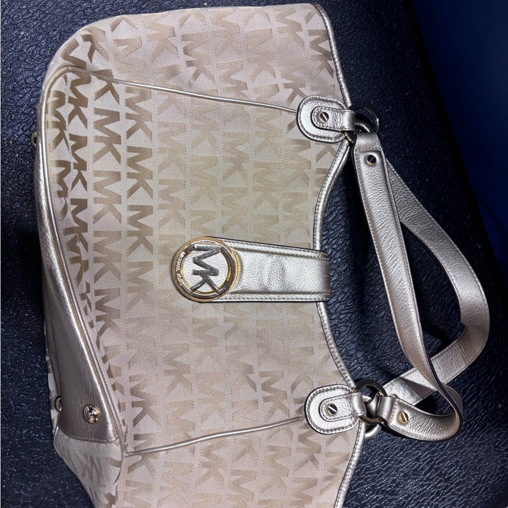 Michael Kors Tan and Silver Shoulder Bag